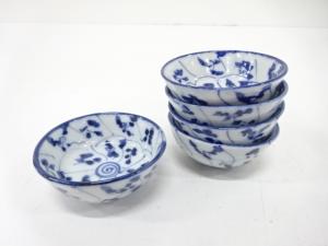 染付　花　盃　5客揃